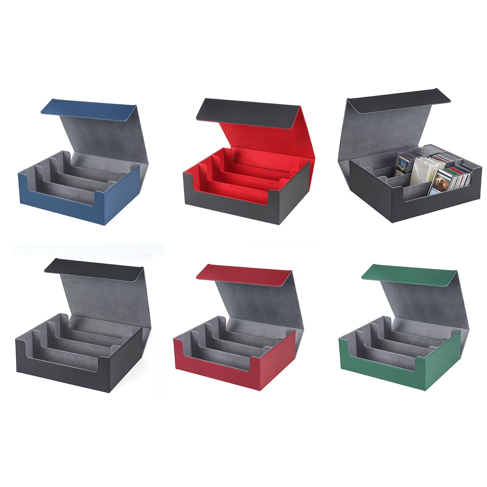 Custodia in pelle PU con divisori versatile raccolta di carte contenitori multiuso magnetico Deck Box