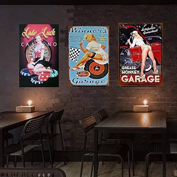 Amazon | メタルプレートセクシー 金髪美女 ブリキ看板 ポスター