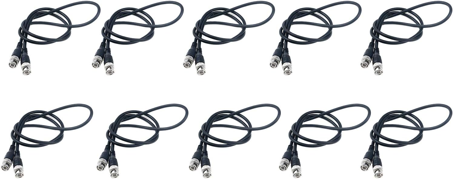 Antrader RG58 3 Feet 50-Ohm BNC Male to BNC Male Coaxial Cable Pack of 10