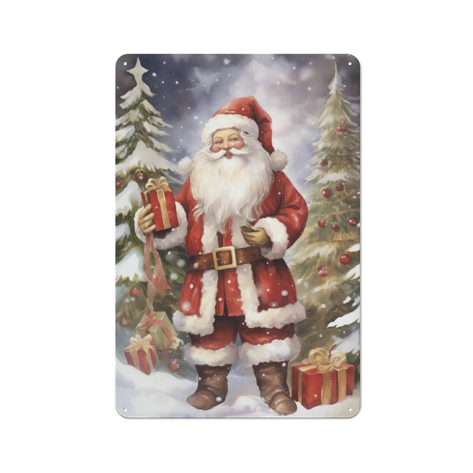 Junmoney Loving Santa Claus Xmas Vintage Tin Sign 30X20cm With For Guest Room Or Hallway, For Vintage Wall Decor Fans, For Themed Room Decoration