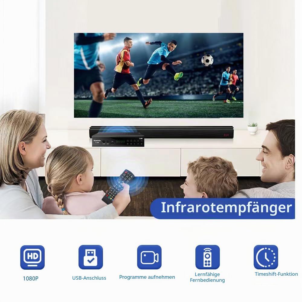 Romicta DVB-T2 Receiver & Kabel-Receiver DVB-C – H.265 HEVC FTA Full HD 1080P, PVR, USB, HDMI, Timeshift, SCART, Digitaler Terrestrischer TV-Tuner, Keine Unterstützung für Freenet TV und Satelliten