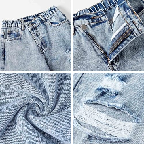 Girls Jeans Stretchy Denim Pants High Waist Ripped Comfortable Everyday School Trousers with Pockets for Teen 6-14Y2