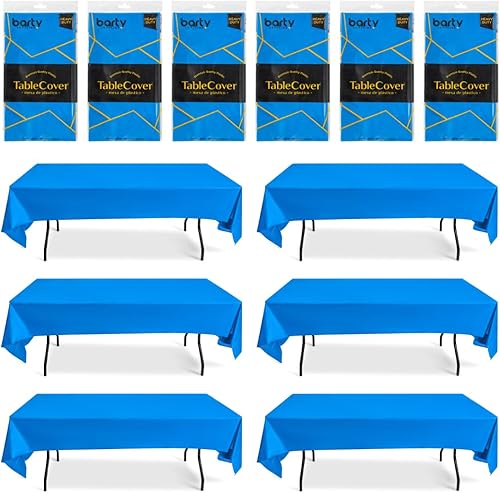 Manteles de mesa morados para fiestas, paquete de 6, mantel grueso de plástico morado bueno para bodas, cumpleaños, pícnic, campamentos, también 12