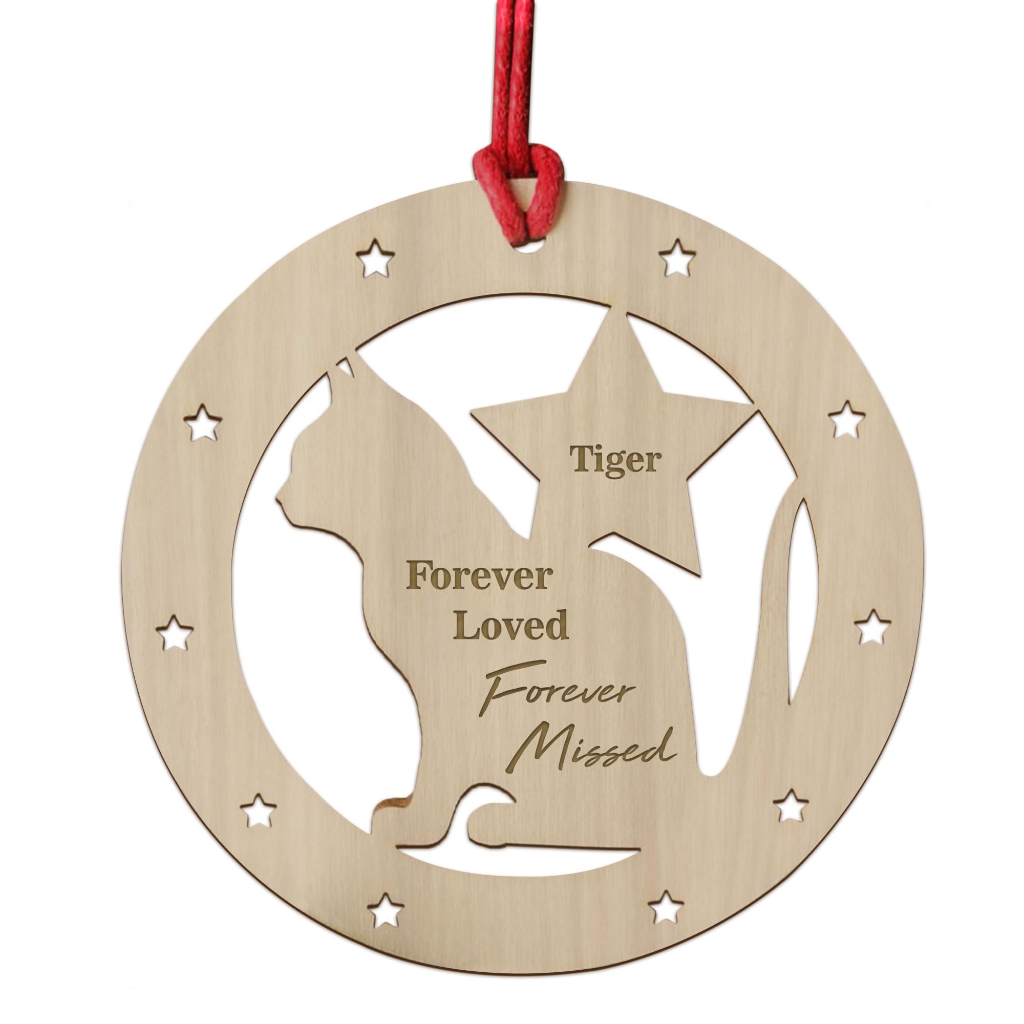 Red Ocean Personalised Cat Christmas Tree Decoration Memorial Bauble For Cat Gift For Family Wooden Christmas Bauble Keepsake