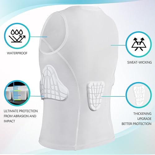 Miniatura 10 de TUOY Youth Padded Shirt Chest Rib Protector Heart Guard Sternum Protective Compression Shirt
