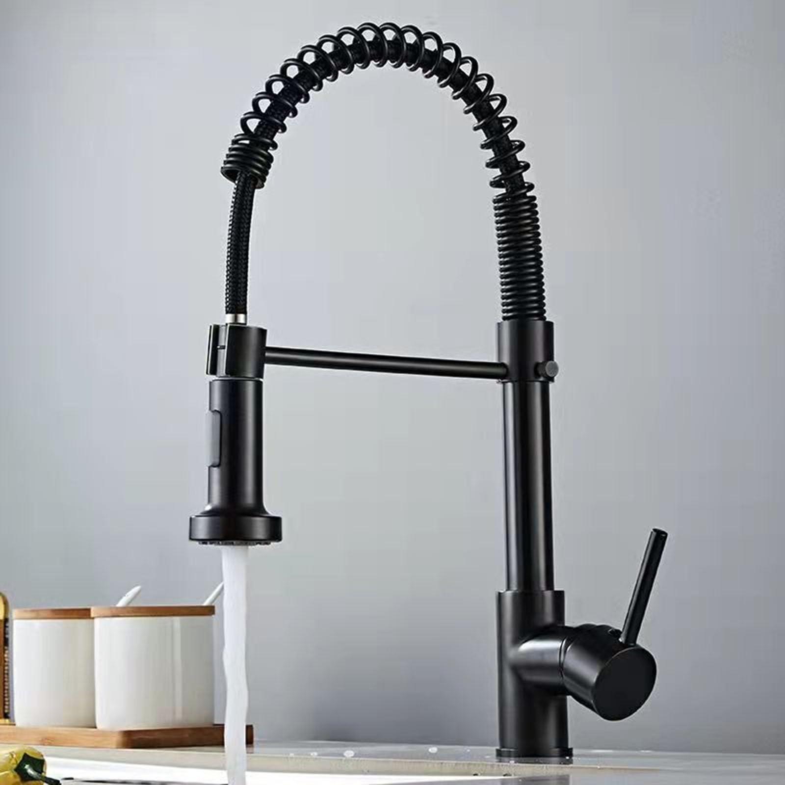 Robinet de cuisine noir à douchette de haute qualité et mitigeur moderne durable