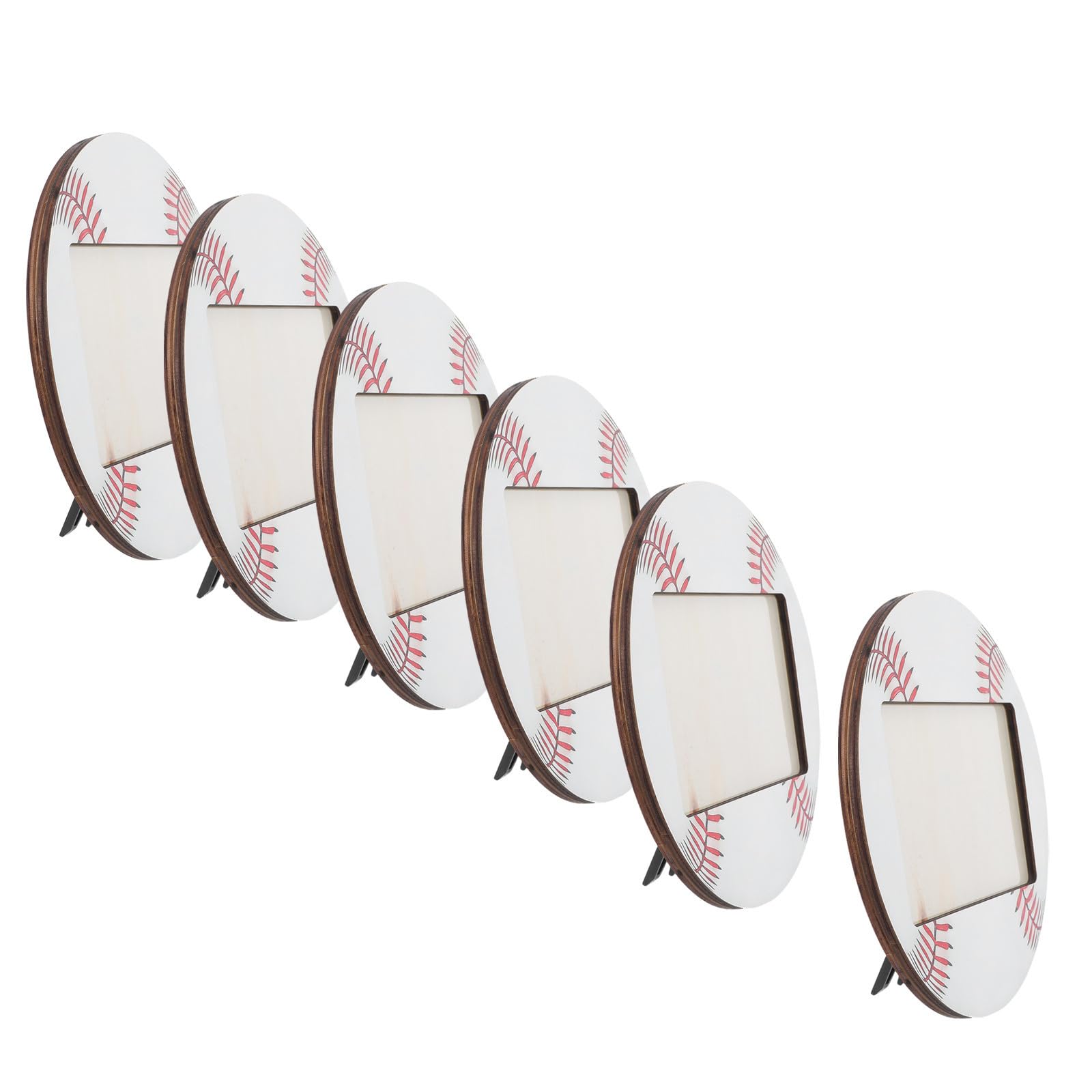 EXCEART 6 Pezzi Cornice per Foto a Tema Baseball Design Rustico Resistente in Legno Bianco con Supporto da Tavolo per Esposizione di Foto Scolastiche e Scrivanie