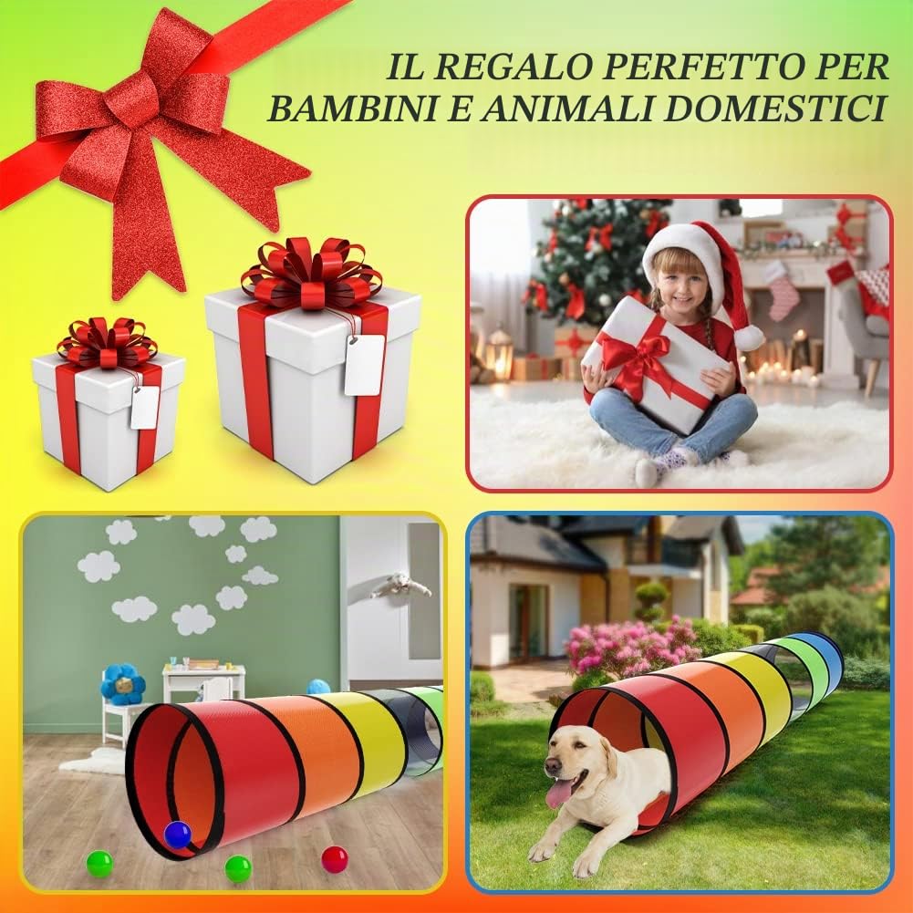 Tunnel da gioco per bambini per bambini colorato pop up tunnel per bambini per gattonare attraverso 6 piedi giocattoli per bambini o regalo per neonati o cani giocattoli per bambini per interni ed