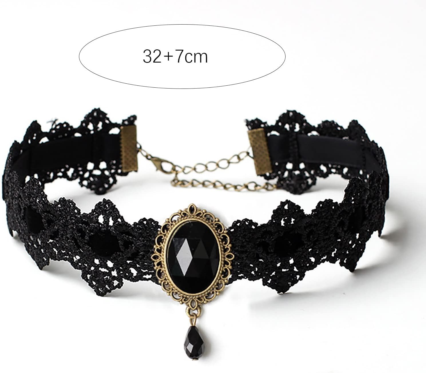 Lace Black Choker Necklace Vintage Lace Wide Choker Necklace Black Pearl Lace Necklace Goth Lace Pattern Necklace Short Collar Necklace Jewelry for Women and Girls Cocktail Party - Image 3
