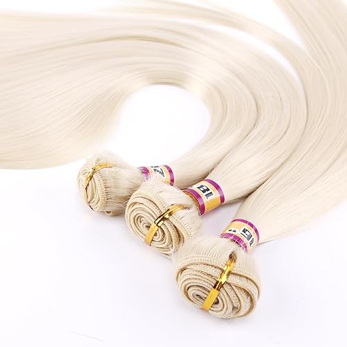 Miniatura 4 de 3 paquetes de extensiones de cabello sintético lacio y sedoso rubio de 16 18 20 pulgadas (613#)