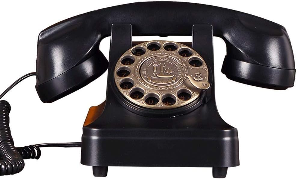 Rotary Dial Telephone Retro Old Fashioned Landline Phones with Classic Metal Bell,Corded Phone with Speaker and Redial Function for Home and Decor