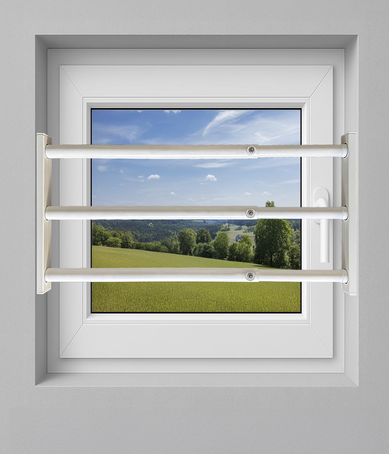 Fenstersicherung 3-fach – Einbruchschutz Teleskopstange mit Druckschloss | Edelstahl oder Weiß | Länge 600–1800 mm | Sicherungsstange für Fenster & Türen (Weiß, 1000-1800mm)