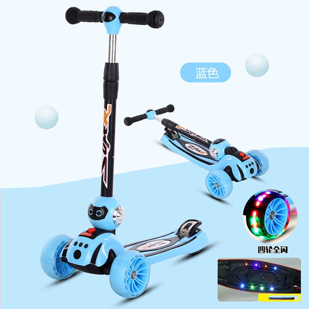 Kyman Scooter for Kids Toddlers, 3 Wheels Kick Scooter Height adjustment, Wheel width: 5cm-for Boys/Girls/Children/Kids (Color : Blue)