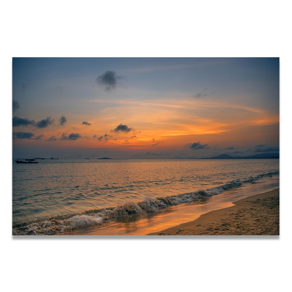 VHdfgTY The Beach At SunsetMountain Landscape Canvas Wall Art Nature Scenery Wall Decor for Home 60x90cm Unframed