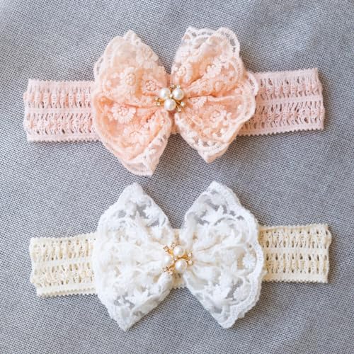 Baby Bow Headband for Girls Princess Lace Bowknot Hairband Toddler Turban Headwrap Wide Headbands High Elastic Headdress4
