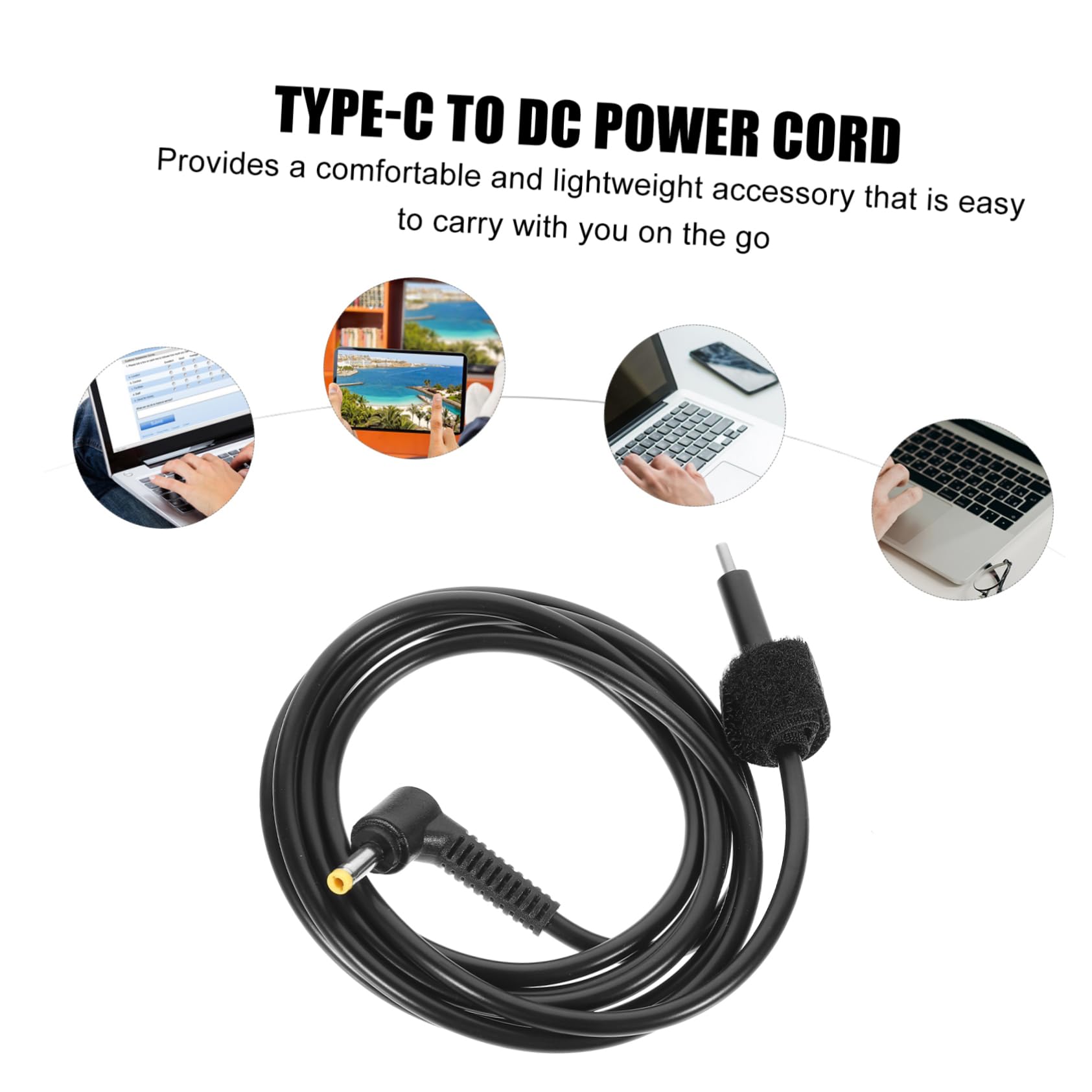 Totority Solid PVC Type-c to Dc 4.8x1.7mm Power Cord 9v/12v/15v/20v Laptop Charger Adapter Cable