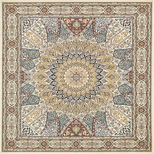 Tapis lavable en machine doux carré 140x140 bordure vintage