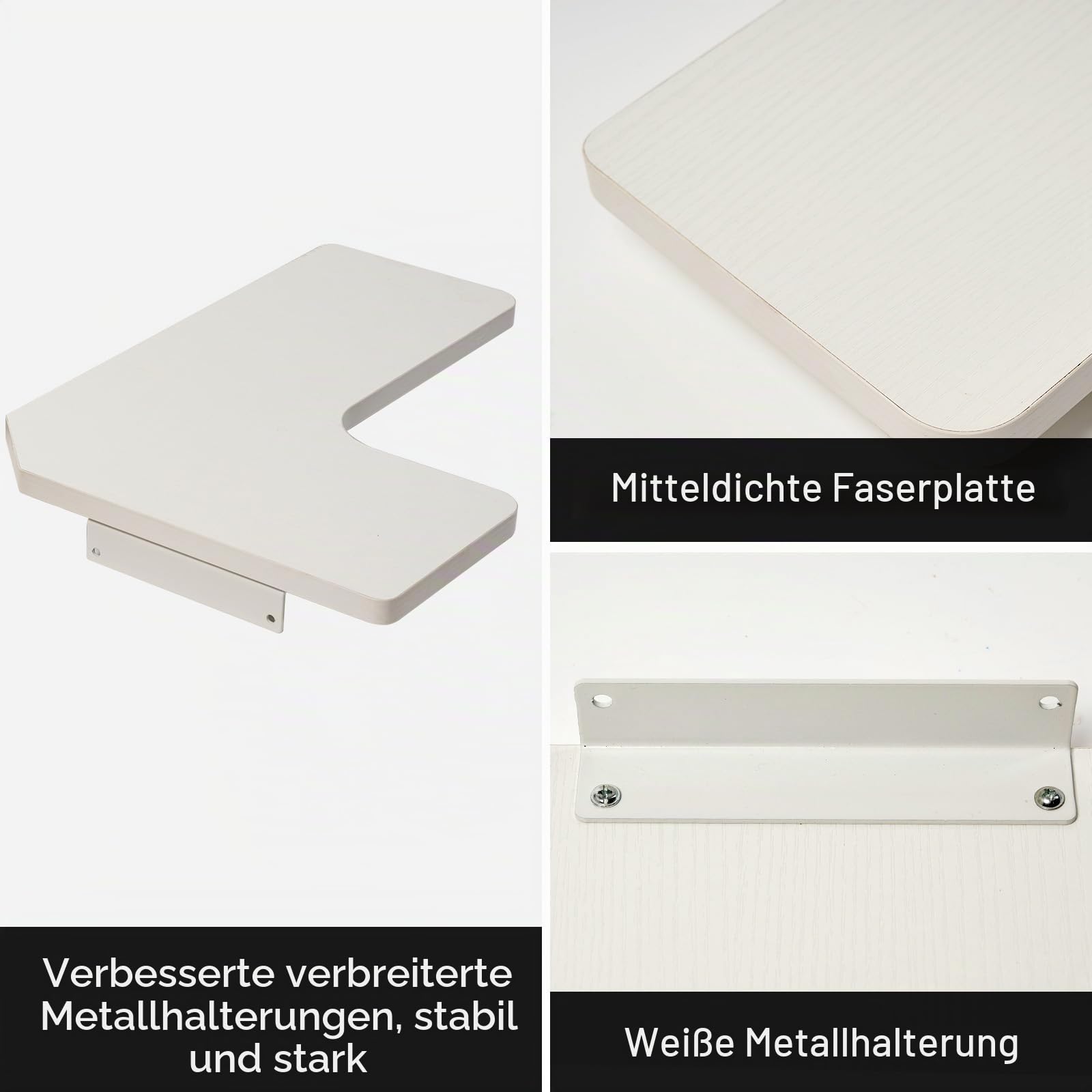 Gieanoo L-förmige Eckregal,2er Set 40cm Weiß Moderne Regale für wände