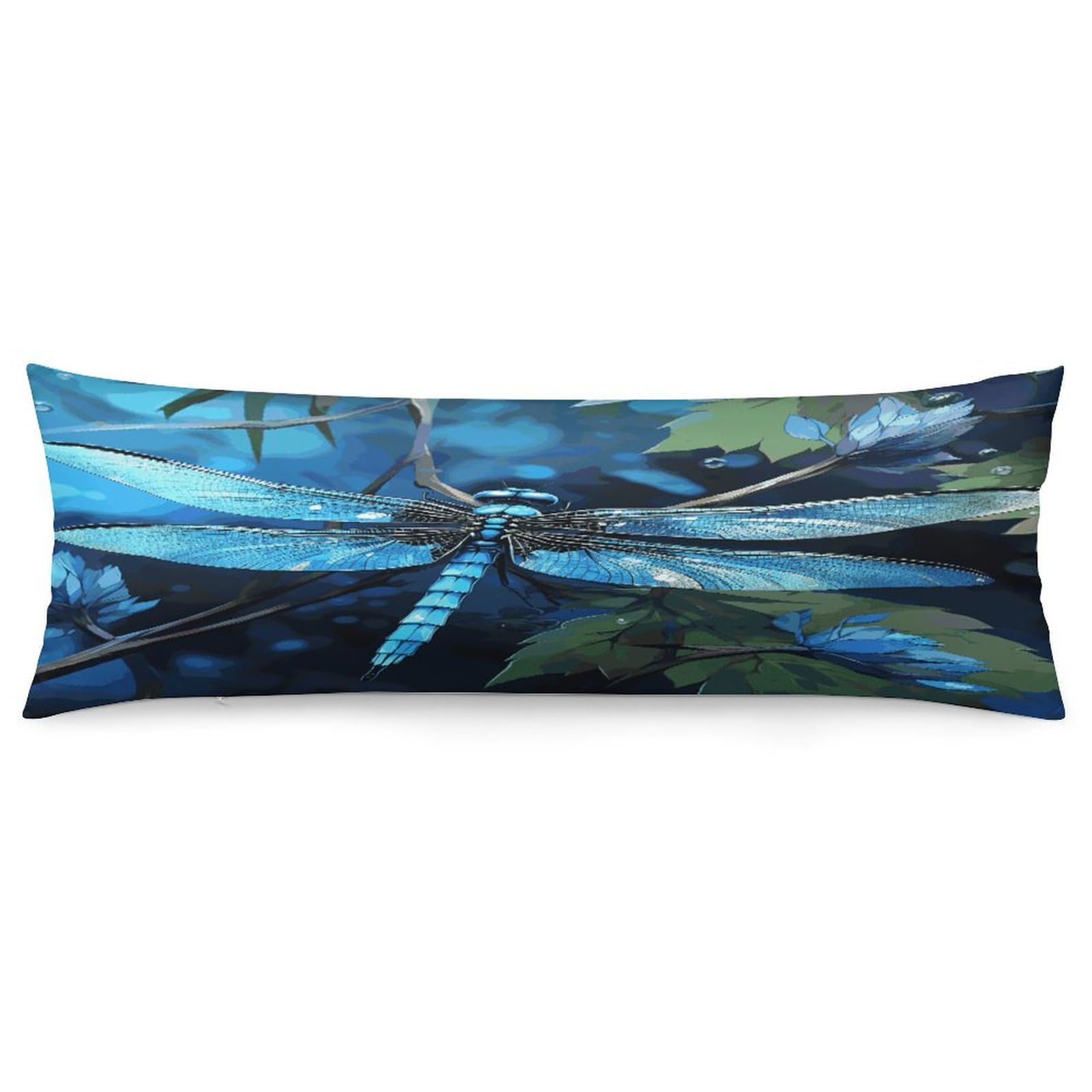 Art Blue Dragonfly Body Pillow Cover Luxury Long Body Pillow Pillowcase with Hidden Zipper Breathable Soft Cozy Pillow Case Wrinkle Fade Resistant Pillowcase 20''×54''