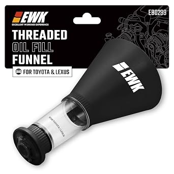 EWK Oil Funnel Threaded Engine Oil Fill Funnel, Secure No-Leak Design for Toyota & Lexus Engines, Hands-Free Spill-Free Oil Change Tool for DIY Owners & Professional Technicians