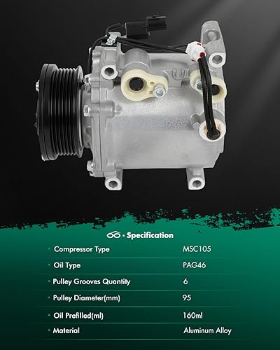 Miniatura 922 de SCITOO CO 10739C - Compresor de CA compatible con Honda Element 2.4L 2003 2004 2005 2006 2007 2008 2009 2010 2011