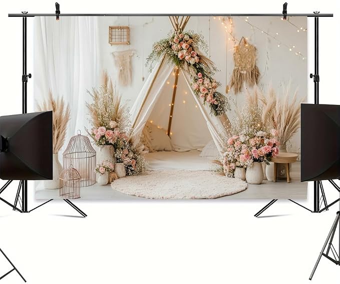 Fondo Bohemio para Fotografía 7x5ft Beige miniatura 3