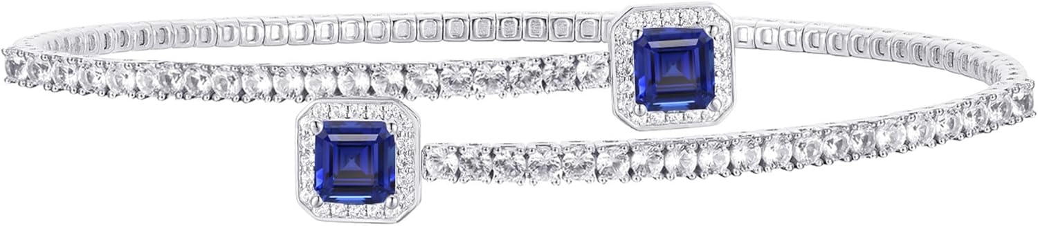 Sterling Silver Lab Created Flex Bangle