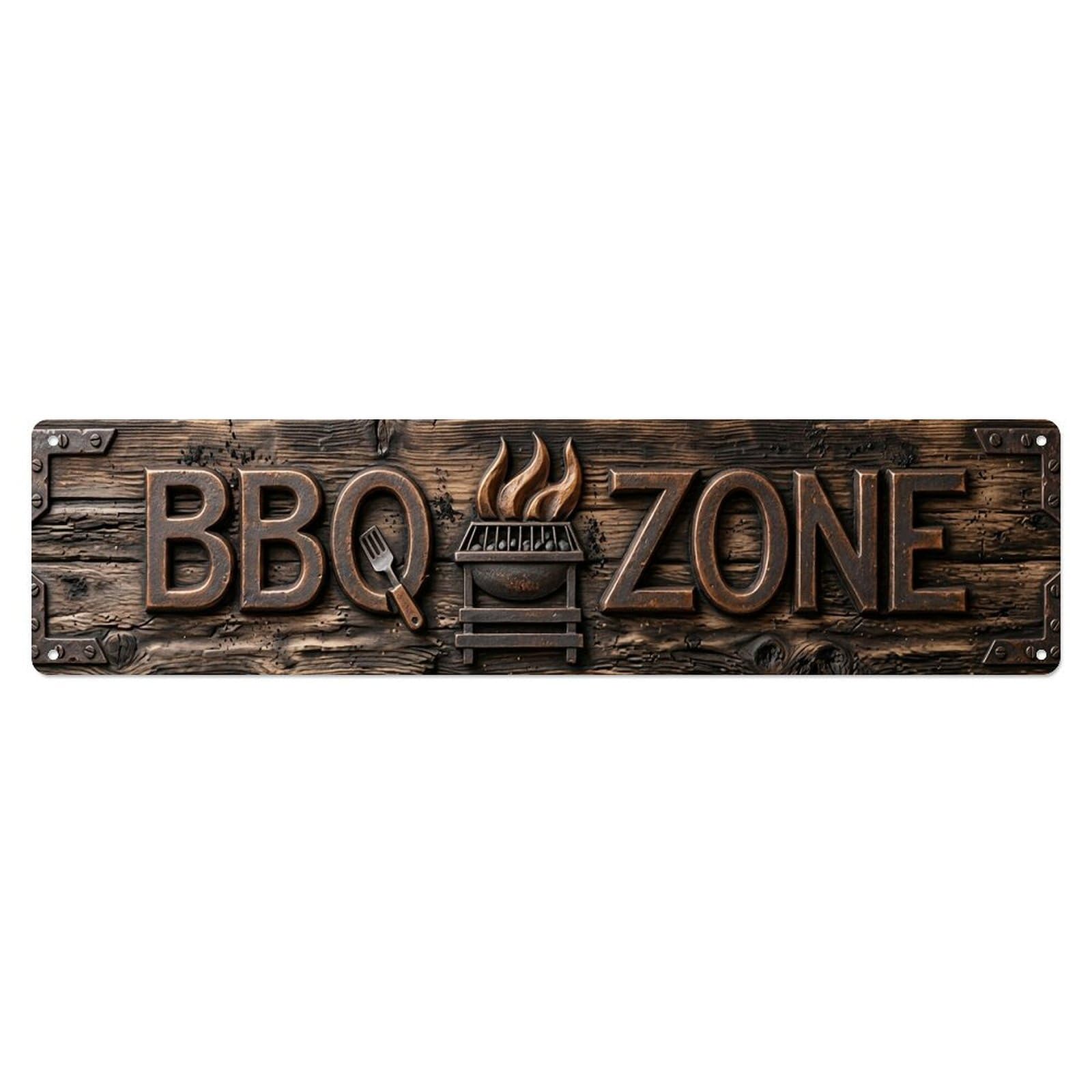 Okahys 4X16inch(10X40cm) Bbq Barbecue Zone Charcoal Display Vintage Metal Tin Sign