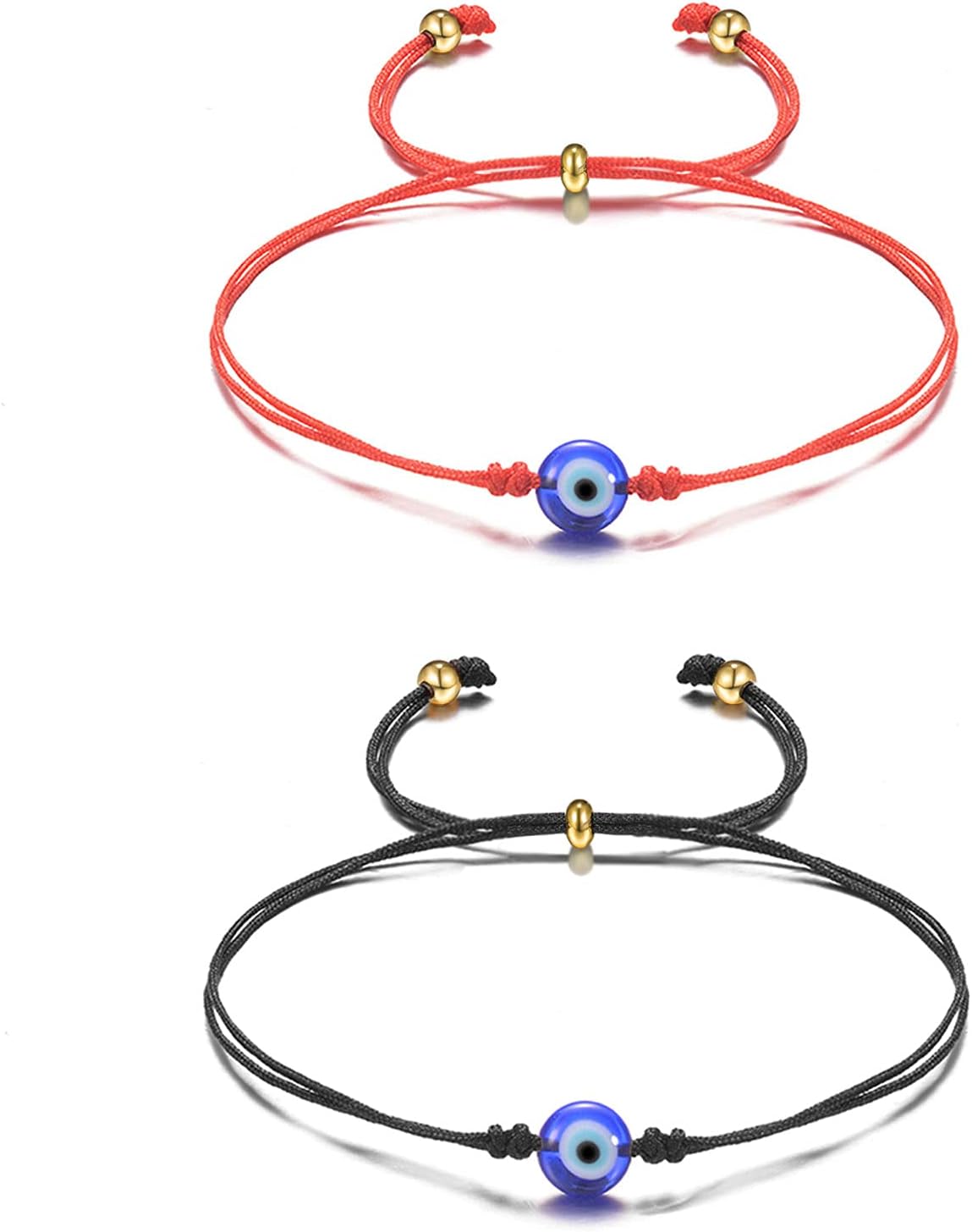 Evil Eye Anklet Bracelets for Women Nazar Kabbalah Red Protection BFF Friendship Ojo Turco Good Luck String Bracelets for Women Men Family, 10 inches, String
