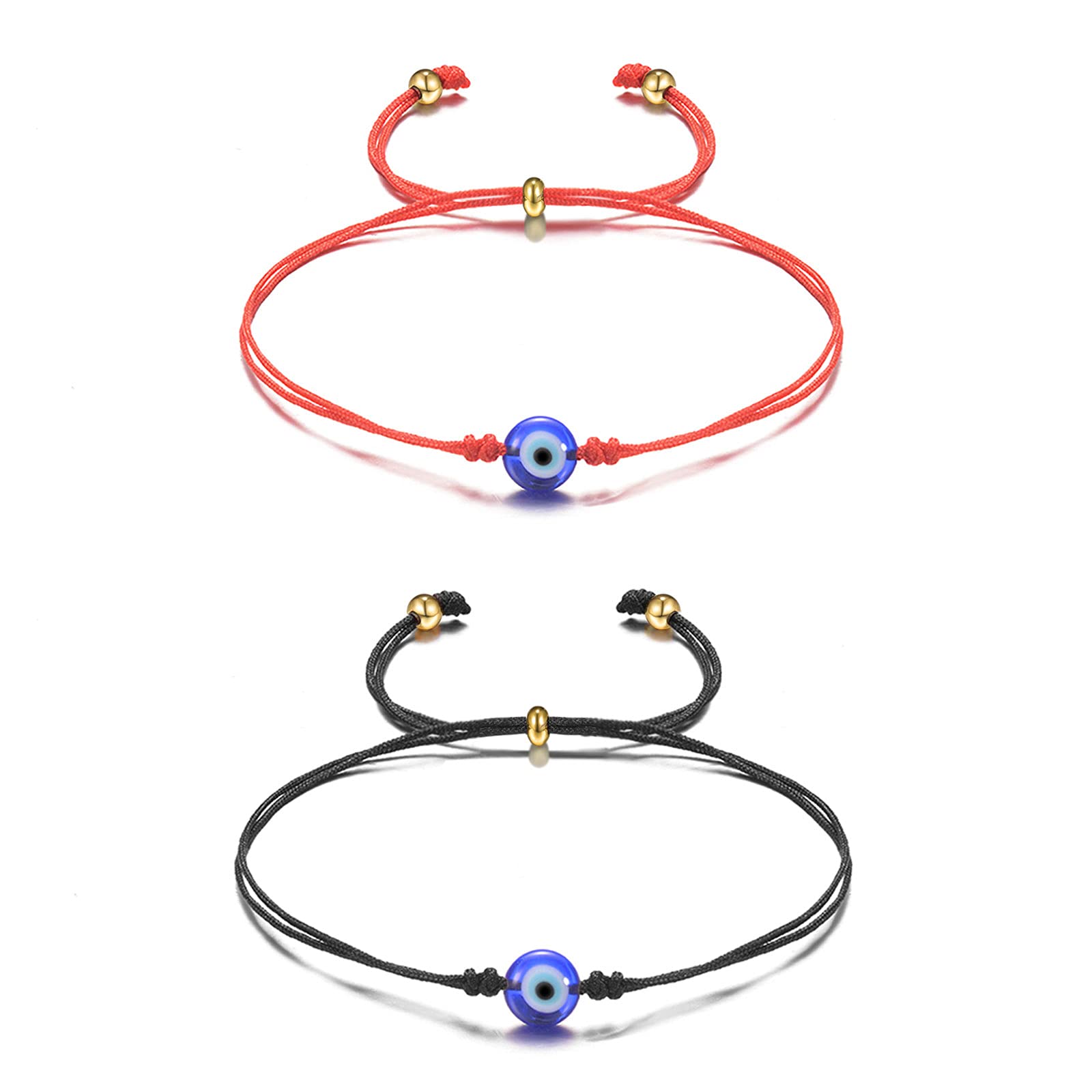 Evil Eye Anklet Bracelets for Women Nazar Kabbalah Red Protection BFF Friendship Ojo Turco Good Luck String Bracelets for Women Men Family, 10 inches, String