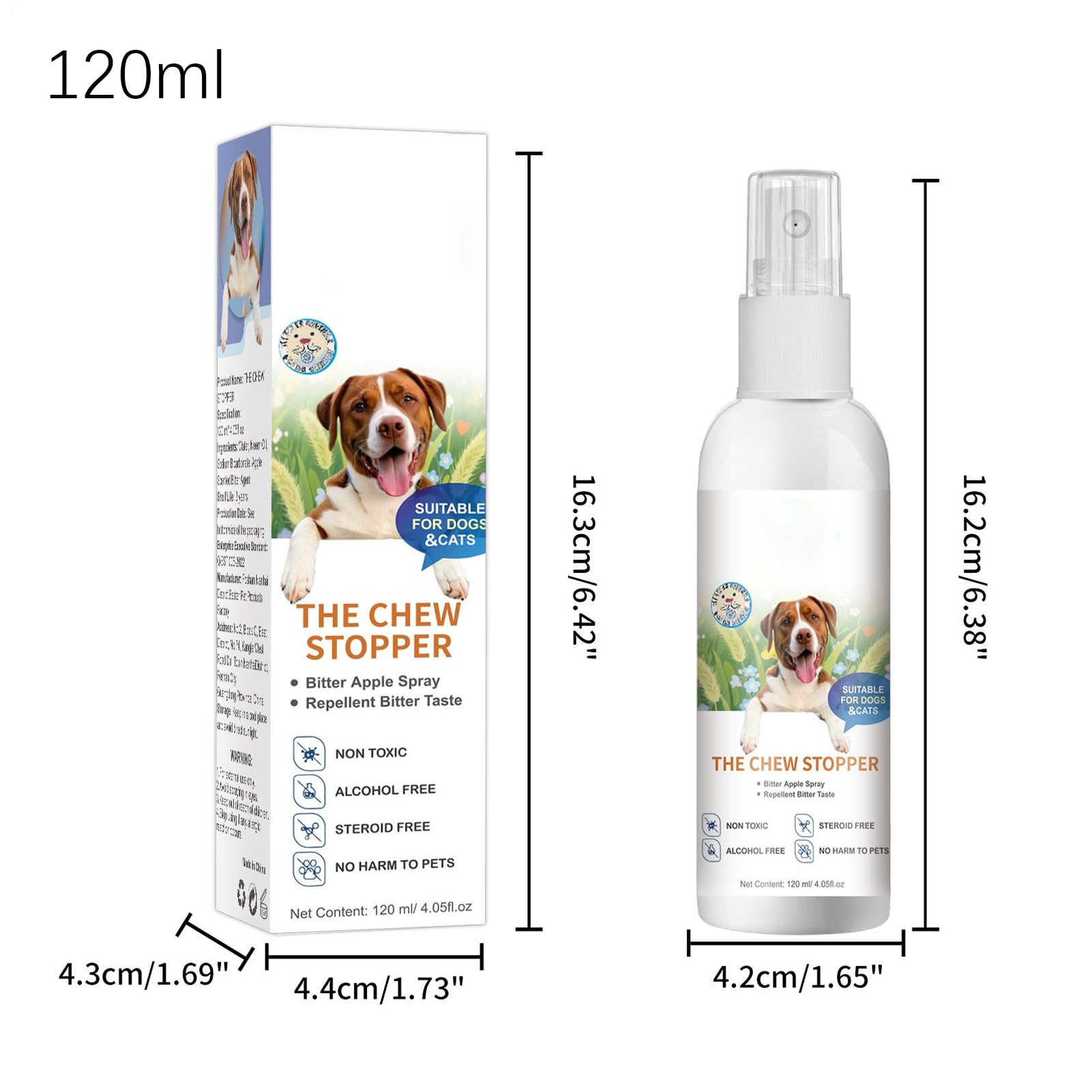 Spray anti-pipi pour chien | 120 ml pour chat – Aide au comportement pour l'urine, les déjections canines, meubles, tapis, maison, chiot, marquage, toilettes, aboiements, camping