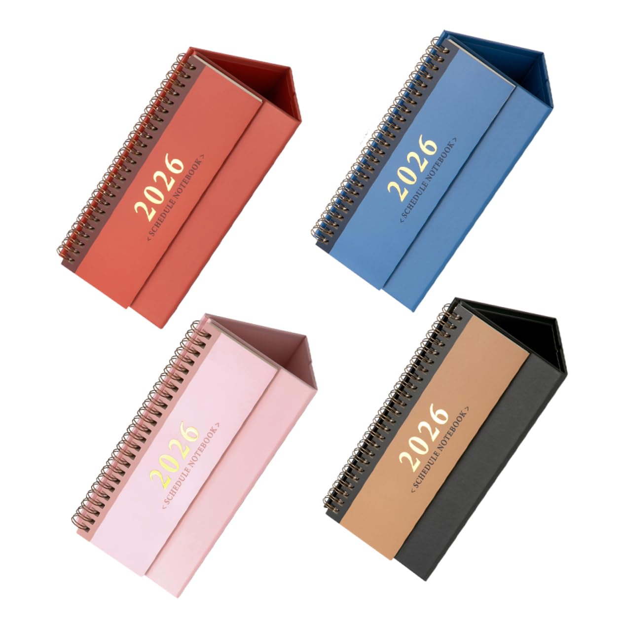 4 Stück Teiliges Mini Tischkalender Stehender Tagesplaner mit Metall Doppelringbindung und Dickem Papier und Dekoratives Schreibtischaccessoire für Effizientes Zeitmanagement