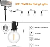 SUWIN 9m Napelemes Tündérfény Kültéri Vízálló Kerti Lámpa 16 LED 7