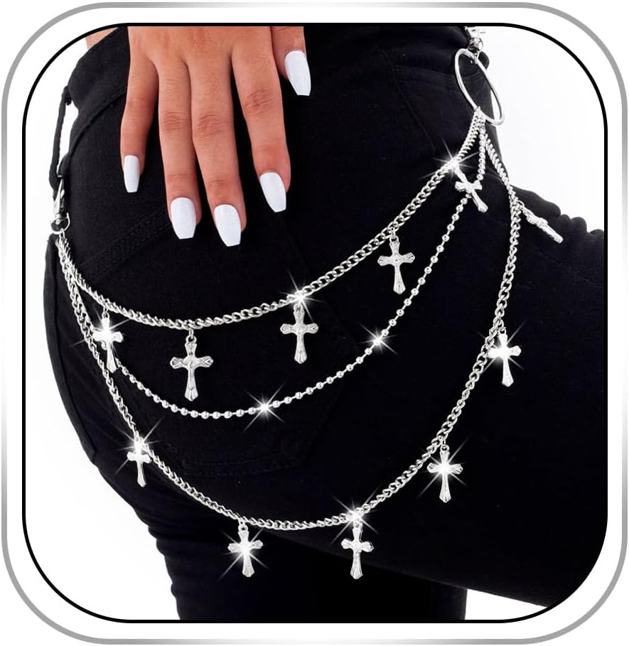 Cross Pocket Chain Punk Pants Chain Goth Accessories Chain for Men Women
