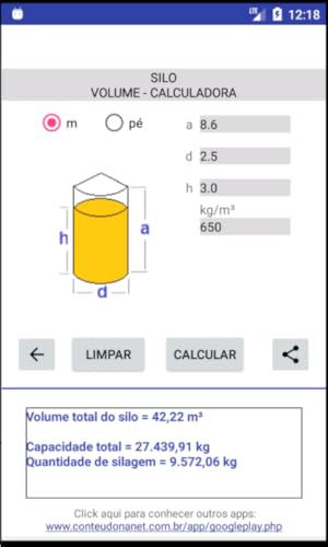 Silo - Volume - Calculadora