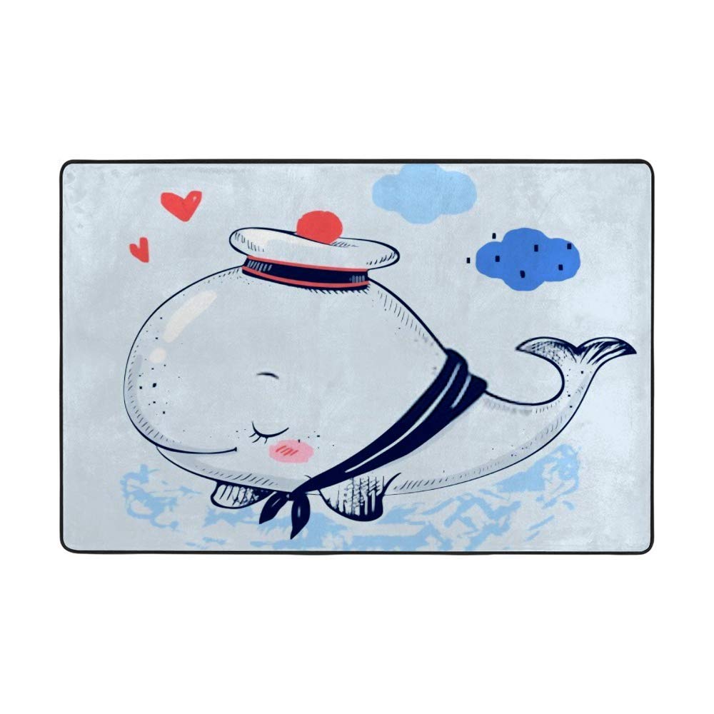 Tapis corail baleine bleue grand tapis de sol velours polyester coton