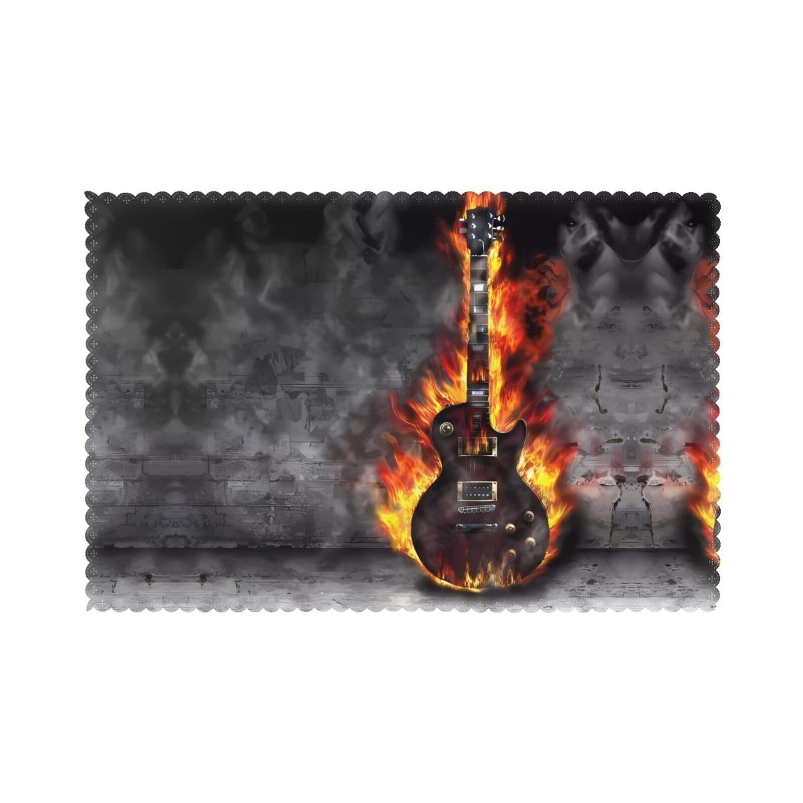 WHJSHOP burning guitar Prints Placemats Set of 6 12x18in – Transform Your Table into a Cozy Haven for Memorable Meals