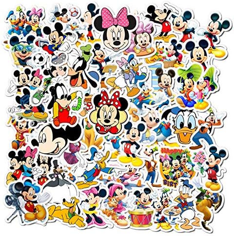 50Pcs Cute Cartoon Mouse Stickers for Kids, Classic Cartoon Waterproof Vinyl Decals for Teens Girls Boys Adults Water Bottle Laptop Skateboard Scrapbook Phone Decals, Party Supplies
