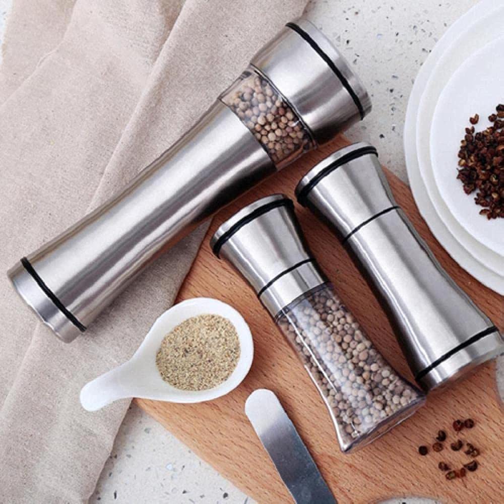 Pepper Chili Pepper Mill Manual Salt and Pepper Mill Can Be Filled with Adjustable Grinder Spice Mill Portable Kitchen Tool-a 250ml. Salt Mill Salt and Pepper Mills (One 250ml.)