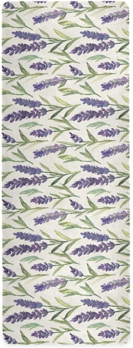 ALAZA Watercolor Lavender and Green Leave Yoga Mat Non Slip Fitness Exercise Mat, Workout Mat for Yoga, Pilates and Floor Exercises
