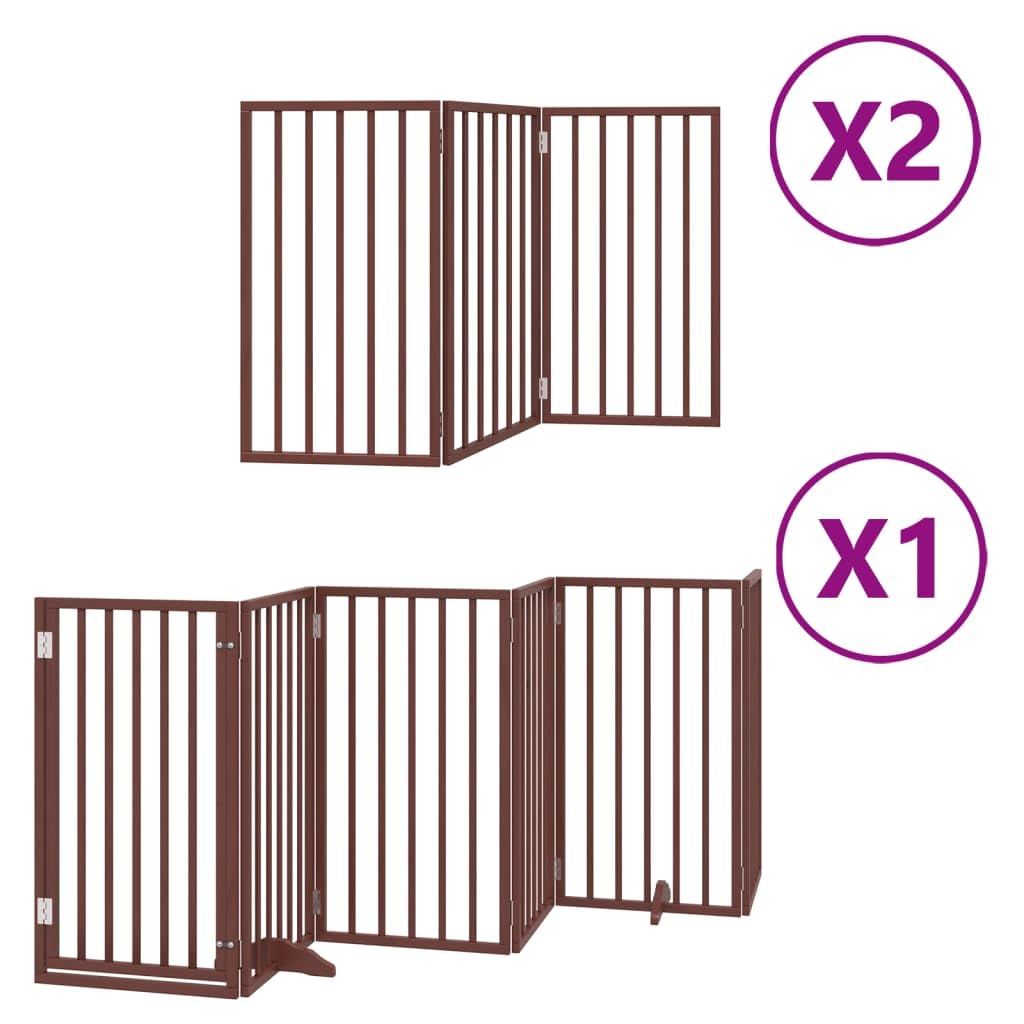 Homgoday Puerta de Perros Plegable 12 Paneles Madera álamo marrón 600 cm Barrera para Perros Plegable Valla