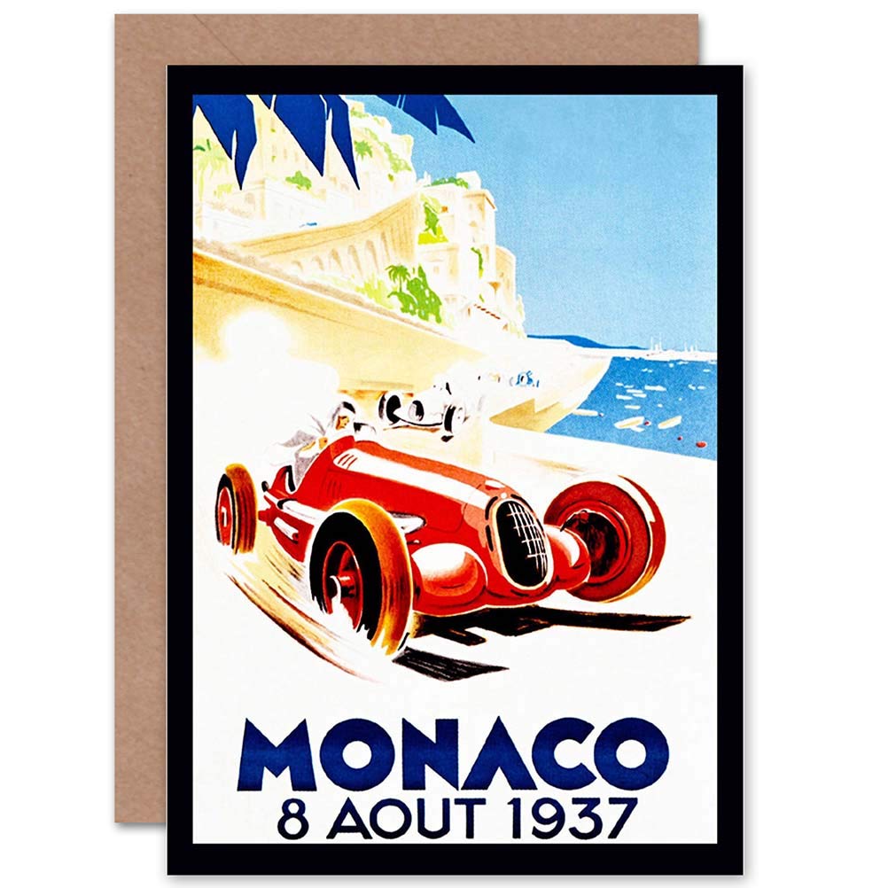 Wee Blue Coo ADVERT RACING CAR MONACO 1937 GRAND PRIX NEW BLANK GREETINGS CARD