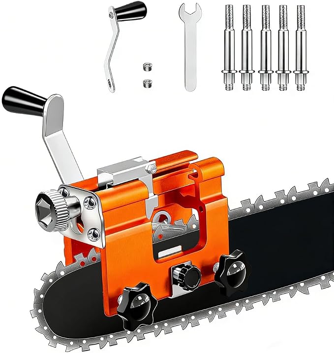 Portable Crank Chainsaw Sharpener with 5 Grinding Heads