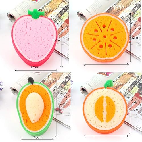 Miniatura 5 de Rosenice - Brochas de baño con forma de fruta, esponjas y esponjas, herramientas de baño para niños, 4 unidades