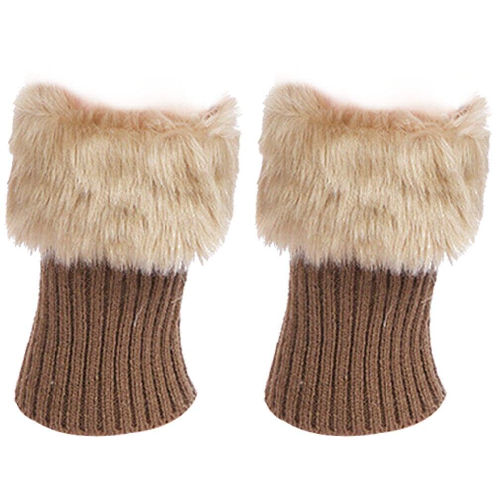 Lpitoy Women's Khaki Trim Boot Cuffs Socks 1 Pair Crochet Knitted Boot Cuffs Toppers Trim Warm Anklets Socks Leg Warmers