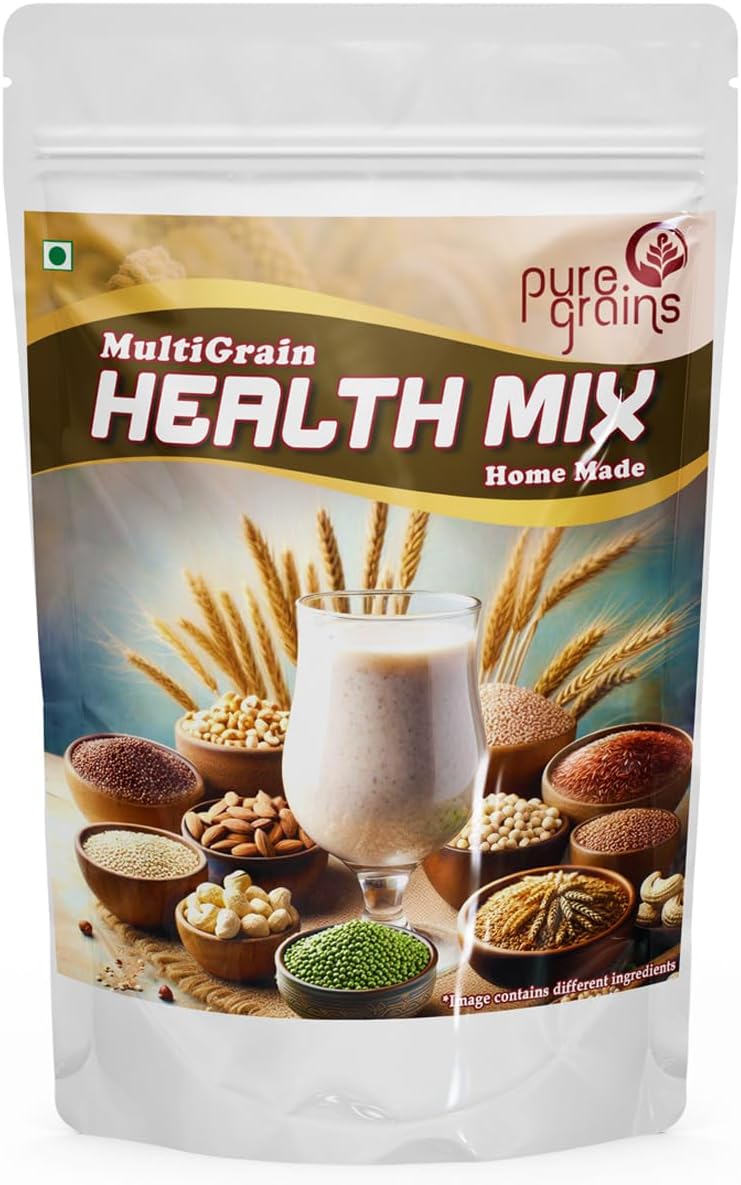 Puregrains Multigrain Health Mix Powder | No Preservatives,No Artificial Flavor, All Natural Ingredients Roasted and Blended Perfectly (Helath Mix 1KG)