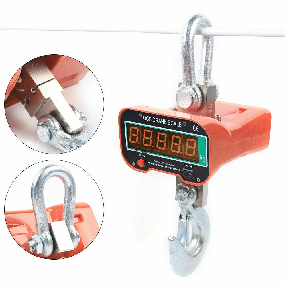 SHZICMY Báscula digital de 3 toneladas para grúa industrial, báscula electrónica colgante con pantalla LCD, báscula de cocina portátil, báscula de equipaje, báscula de maleta, báscula de gancho,