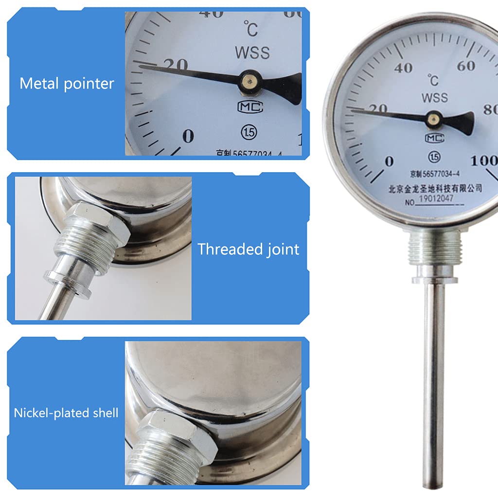 Manomètre 3,94" Manomètre de Test de Pression d'eau 1/4" NPT Montage inférieur en Acier Inoxydable pour boîtier 0-10psi/kpa Jauge à Vide remplie de glycérine