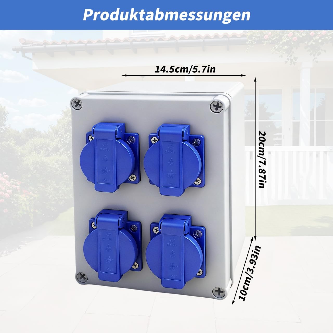Doktorvolt Bouwstroomverdeler, stroomverdeler TD 2 x 16 A 4 x 230 V, wandverdeler met Mennekes CEE-stopcontacten met beschermingsklasse IP54 en IP44, betrouwbare stroomvoorziening voor bouwplaatsen en