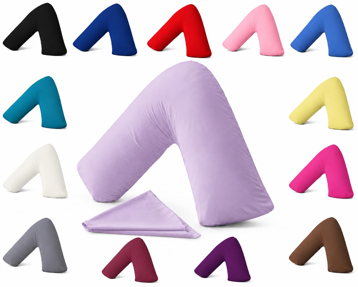 AmigoZone Plain Polycotton Back & Neck Support V Shaped Pillowcase Orthopedic/Pregnency/Nursing Pillow Case (Lilac) โ image 1